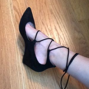 Black wrap wedge heel